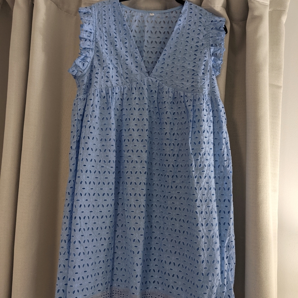 Large Blue eyelit dress